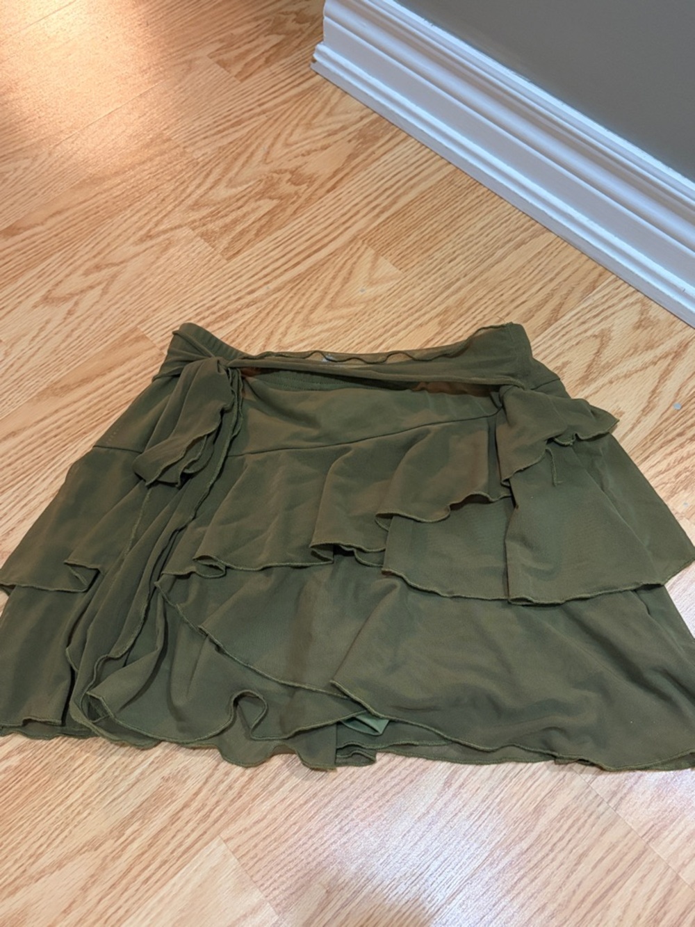 Green Tiered Ruffle Mini Skirt